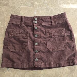 Free People Brown Courderoy Button Up Mini Skirt Sz 27